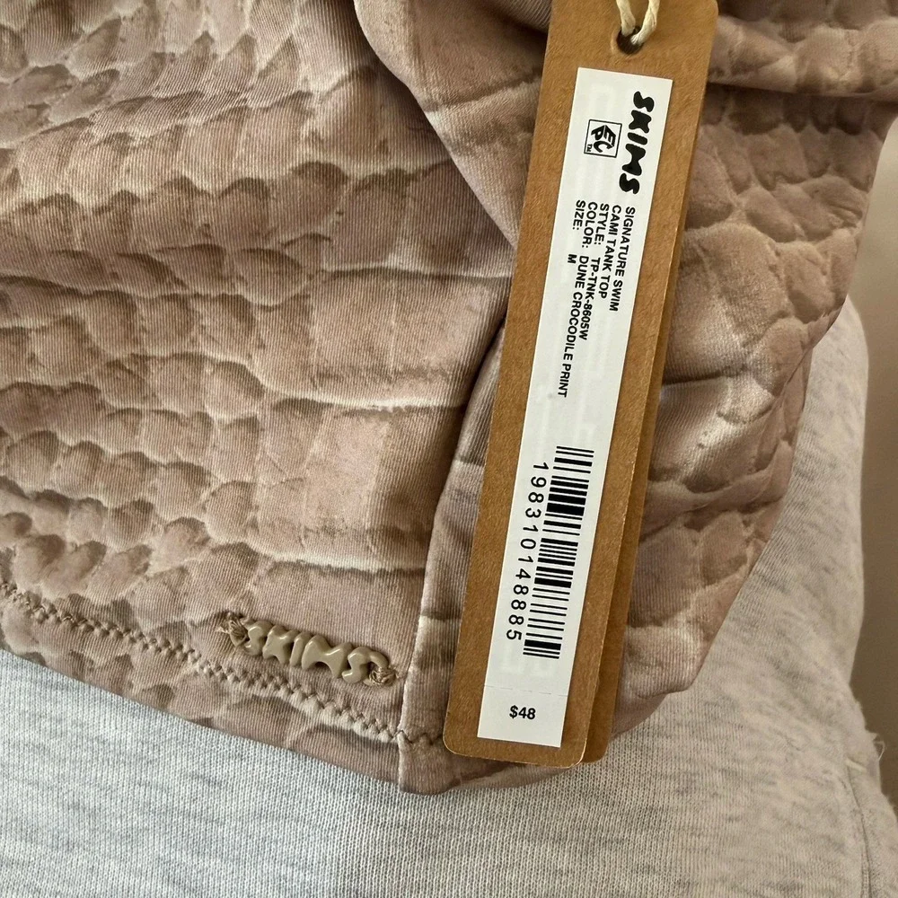 NWT SKIMS Signature SWIM Cami Tank Top Dune Crocodile Print SIZE M